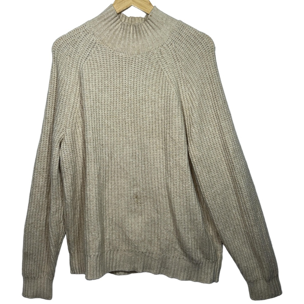 Abercrombie & Fitch Oversized Soft AF Tan Knit Mock Neck Turtleneck Sweater Sz M